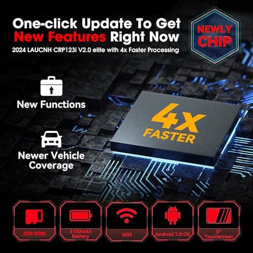 LAUNCH CRP123i V2.0 Valise Diagnostic Auto Élite ENG/ABS/SRS/at 4 Système,7 Remise à zéro (Huile,SAS,ABS,Frein,BMS,DPF,Papillon des gaz) Réinitialisation, AutoVIN