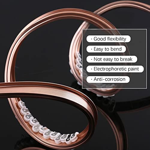 TEN-HIGH Tringles à rideaux flexibles en aluminium, Tringles à rideaux pliables, Tringles à rideaux doubles, Tringles à rideaux lourdes et luxueuses (Or rose, 2 * 3.3m)