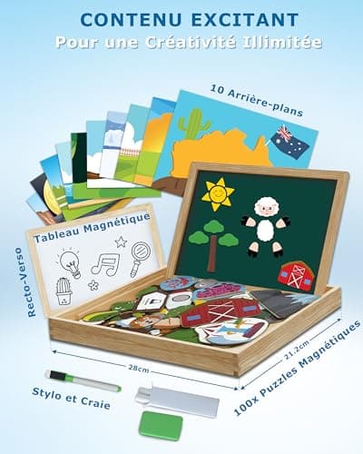 HELDENGUT® Puzzle en Bois Magnétique dès 3 Ans - Jouet pour Filles dès 3 Ans - Jeu Magnétique Créatif & Durable dès 3 Ans