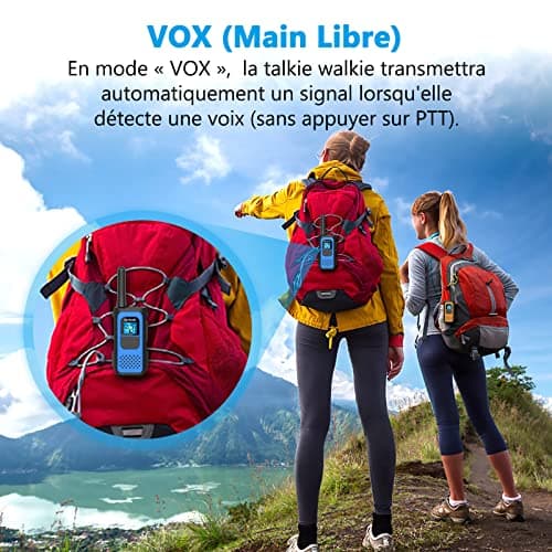 AWANFI Talkie Walkie Rechargeable Enfants Adultes 3 Pièces, Longue Portée avec 16 Canaux Radio à 2 Voies Écran LCD, USB Type C avec VOX pour Jeu d'Aventure, Randoneé, Vélo