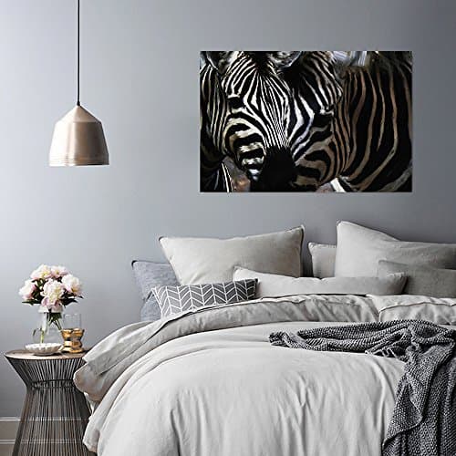 Feeby Frames, Tableau seul panneau, Tableau imprimé xxl, Tableau imprimé sur toile, Tableau deco, Canvas 30x40 cm, ZÈBRE, RAYURES, NOIR ET BLANC, MOTIF