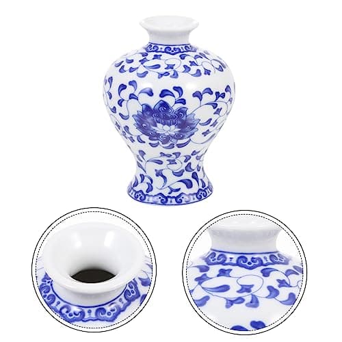 Alipis Vase en Céramique Bleu Et Vase en Céramique De Bureau Vase De Bureau en Céramique Maison Vase en Céramique Vase De Chinois Vase en Céramique Créatif Récipient À Fleurs