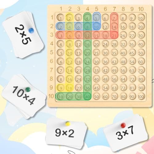 Weinsamkeit Table de Multiplication, Tableau de Multiplication en Bois, Jeux de Plateau Table de Multiplication Montessori, Jeux Montessori Mathématiques pour 3 4 5 Ans Apprendre à Chiffres