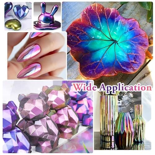 Poudre de Mica Caméléon - 5 Poudre de Pigment Changeant de Couleur pour Resine Époxy, Peinture, Nail Art - Pigment de Resine Époxy Caméléon Tons Rouges pour Slime, Ongles, Fabrication de Bougies