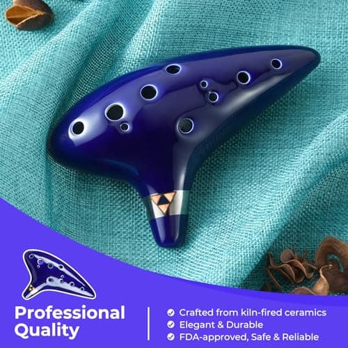 Ohuhu Ocarina, Legend of Zelda Ocarina 12 Trous Céramique Alto C Instrument de Musique, Zelda Ocarina avec Livre de Chansons (Chansons de la légende de Zelda) Cadeau pour les fans de Zelda Bleu