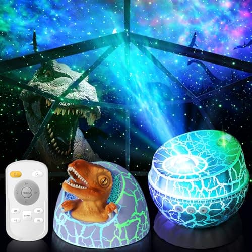 YISSVIC Projecteur Ciel Etoile Œufs de Dinosaure Projecteur Galaxie 8 Effets Lumineux 5 Vitesse 5 Luminosité avec Télécommande Minuterie Ciel Etoile Plafond Décoration Chambre Cadeau pour Noël, Fête