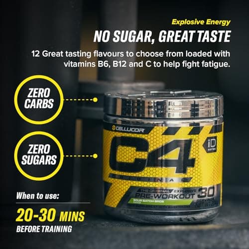 C4 Original Pre Workout Powder, Bubblegum, 60 portions | Boisson énergétique en poudre sans sucre avec 150mg de caféine, 1500mg de créatine monohydrate, 1600mg de bêta-alanine.