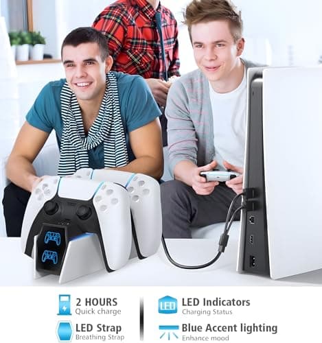 OIVO Chargeur Manette PS5, 2H Rapide Chargeur avec 2 Types de Câble, Station de Chargement Compatible avec Manettes DualSense Playstation 5