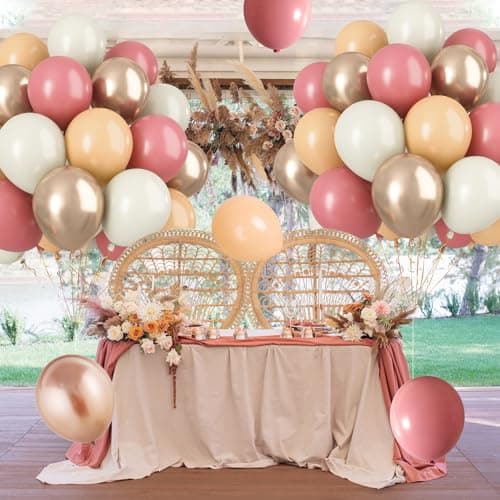 Paready Ballons Rose Abricot, 60 Pièces 12 Pouces Beige ballons en Ballous en or Metallic Champagne pour Baby Shower Anniversaire Mariage de douche nuptiale Décoration de la remise des diplômes