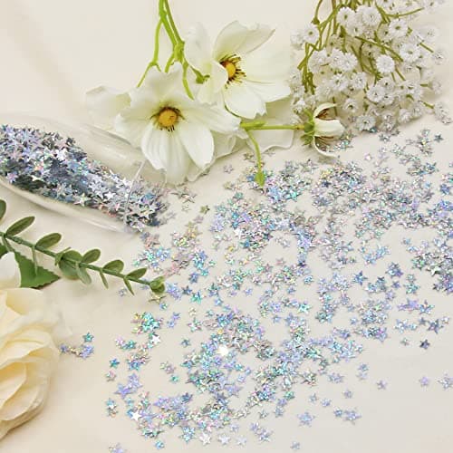 WenmthG Confettis en forme d'étoile, confettis à paillettes étoiles, film pailleté argenté, étoile à paillettes pour fêtes d'anniversaire, décoration de mariage, fête, artisanat, décoration de table à