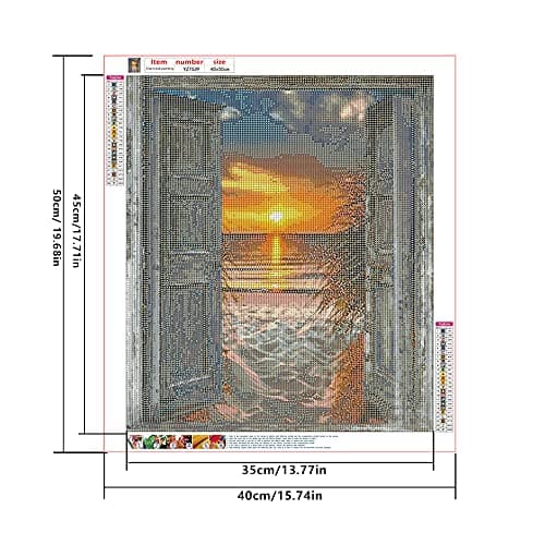 DCIDBEI fenetre Bord de Mer Diamond Painting 40x50 cm Peinture Diamant Paysage Bord de Mer Diamond Painting Paysage Bord de Mer Puzzle Diamant Adulte Plage Peinture au Diamant Coucher de Soleil