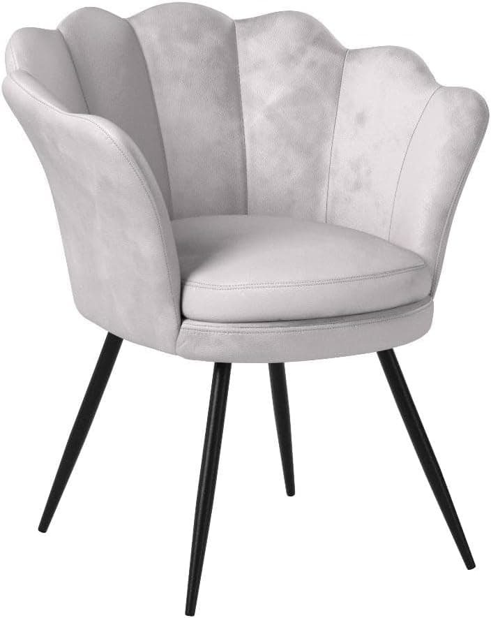 Wahson Fauteuil en Velours Chaise Salon avec Pieds en Métal Noir, Chaise Velour Confortable Chaise Cuisine pour Salon/Chambre/Coiffeuse (Gris)