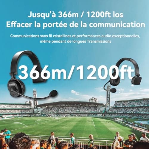 Came-TV Confezione da 9 cuffie interfoniche wireless Waero, sistema di comunicazione interfonico full-duplex, distanza fino a 1200 piedi, con microfono ENR con cancellazione del rumore e funzione mute