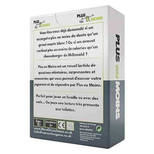 More or Less: Plus ou Moins | Version Française | Jeux de Cartes Amusants pour Les Adultes & Les Enfants |