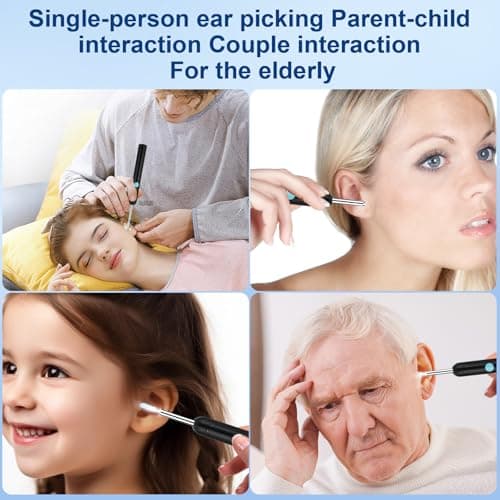 Otoscope Oreille, Nettoyeur Oreilles Adulte les avec Lentille 3.5mm et 6 LED, Miroir Auriculaire 360° Grand Angle Ear Cleaner pour iOS, Android et iPad