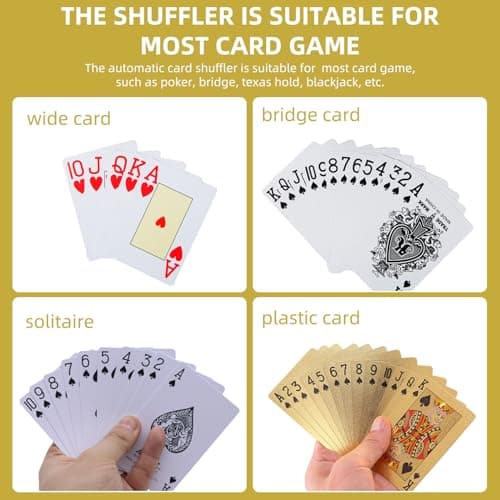 SUNJULY Mélangeur de Cartes Automatique à 2 Jeux, Mélangeur de Cartes Électrique, Mélangeur de Cartes Rapide à Piles, Outil de Jeu pour Casino, Maison, Fête, Jeux De Société