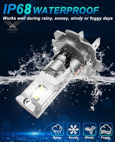 JOSHF Ampoules H7 LED Phare pour Voiture, 28000LM 110W 6500K Blanc 600% Lumineuses Anti Erreur H7 Led Ampoule, 1:1 Remplace Lampes Halogènes, DC12-18V,2 Pièces