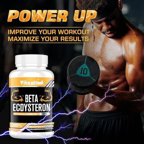 Supplément de Bêta-Ecdystérone 1200 mg | Pureté Maximale de 98% Formulée Pour une Absorption Améliorée (60 unité (Lot de 1))