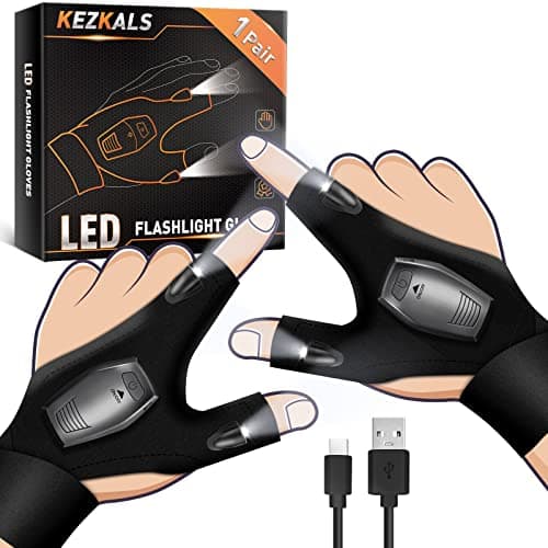 KEZKALS Cadeau Homme/Femme Original, Rechargeable Pêche Gants LED Lumières étanches, Idee Cadeau Fete des Peres Original, Idee Cadeau Homme Original, Cadeau Anniversaire Homme, Idee Cadeau Homme Noel