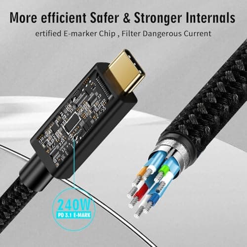 CABLEDECONN Thunderbolt 5 Rallonge 1M 3.3FT USB 4 80gbps Données Ultra - Rapides 240W Câble de Charge Rapide 16k Connexion Vidéo Ultra HD USB Type-C