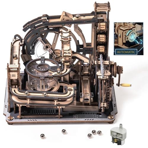 ROKR Circuits de Billes Puzzle en Bois 3D aquette en Bois a Construire, Kits de modèle mécanique Moteur avec des boules, Modes automatiques et manuels, Marble Spaceport, LGC01
