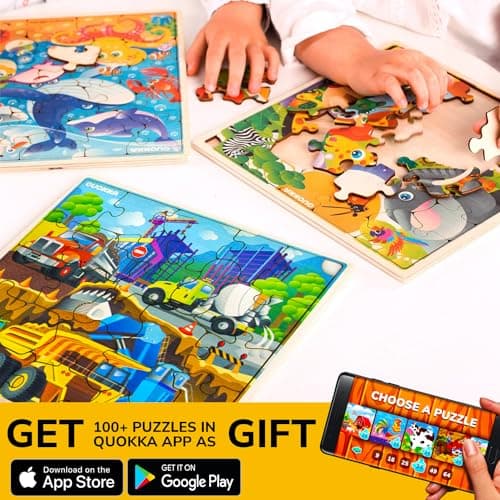 QUOKKA Puzzles de Transport en Bois pour Enfants de 3 à 5 Ans - 28 pièces - pour Enfants de 4 à 8 Ans - Jouets de Transport en Bois pour Enfants de 6 à 8 Ans