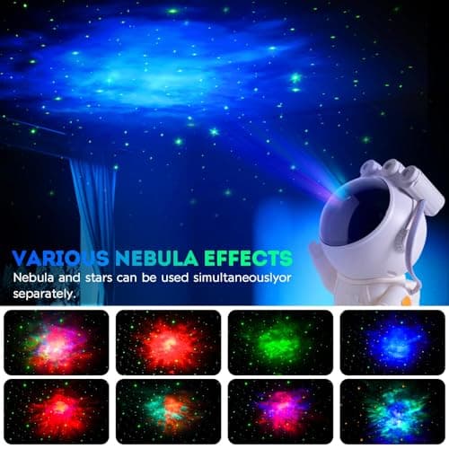 Astronaute Galaxy Projecteur Ciel étoilé Veilleuse, Avec Nébuleuses, Minuterie et Télécommande,Chambre à Coucher Lampe Plafond,Cadeaux Pour Enfants et Adultes
