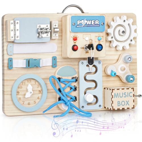 Joyreal LED Busy Board Montessori - Planche Tableau Activité Montessori 1 2 3 Ans Sensoriel Parcours Motricité Bébé Jeux Educatif Jouet Enfant pour Garcon Fille