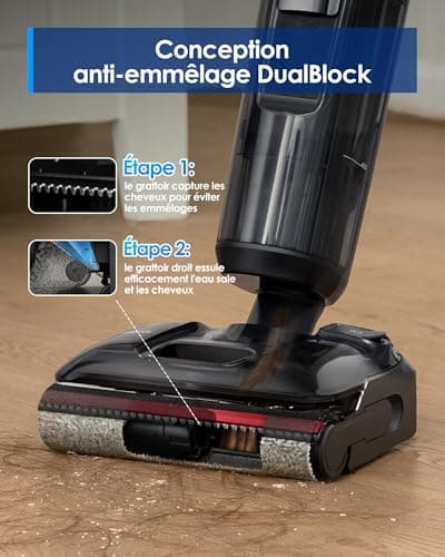 Tineco Floor One S7 Stretch Ultra Aspirateur Laveur, Aspirateur Balai sans Fil, Anti-emmêlage, Plat à 180°, Autonomie de 50 Minutes, Auto-Nettoyage Flashdry à 85°C, Nettoyage des Bords de Deux Côtés