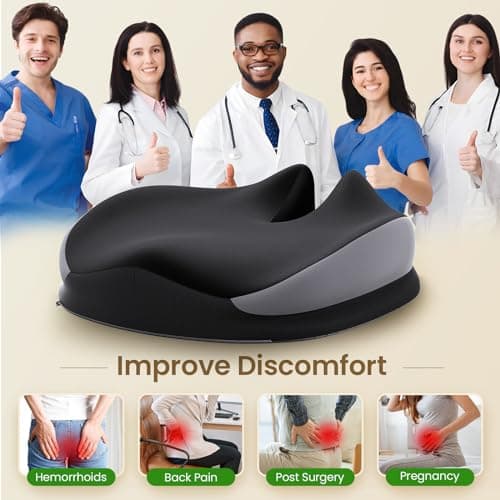 Benazcap Grand Coussin de Siège pour Chaise de Bureau, Siège de Voiture, Mousse à Coussin de Chaise Ergonomique Réduisant la Douleur, Augmente Le Confort D'assise, Favorise la Circulation Sanguine