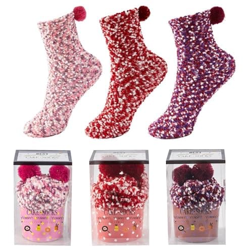 JARSEEN 3 Coffret Cadeau Noel Chaussettes Femme Super Confortables Chaud Douces Mignon Noël (Rose, Rouge, Violet, EU 36-42)
