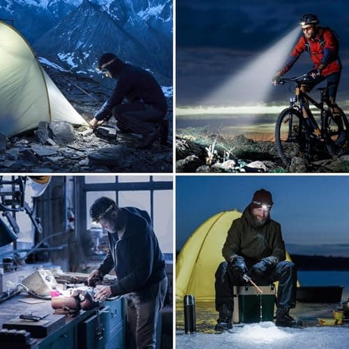 LE - Lampe Frontale LED Rechargeable Puissante, D500 Torche Frontale LED USB 2000lux Lumière Blanche et Rouge 6 Modes d'Éclairage IPX6 pour Cyclisme, Camping, Randonnée, Bricolage - 2 Pcs