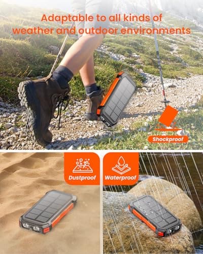 Bilivein Solaire Power Bank, 26800mAh Chargeur Solaire, 15W Chargement Rapide Batterie Externe, 3 Sorties Batterie Solaire pour iPhone, Galaxy, Batterie Externe avec Flashlight pour Le Camping