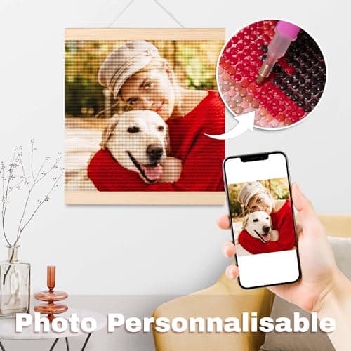 Easycosy Diamond Painting Personnalisé Photo 5D - Peinture Diamant DIY Broderie Diamant Peinture Kit - Tableau en Perles à Coller Custom Photo Art - Décoration Murale Cadeau Personnalisé 30x30cm