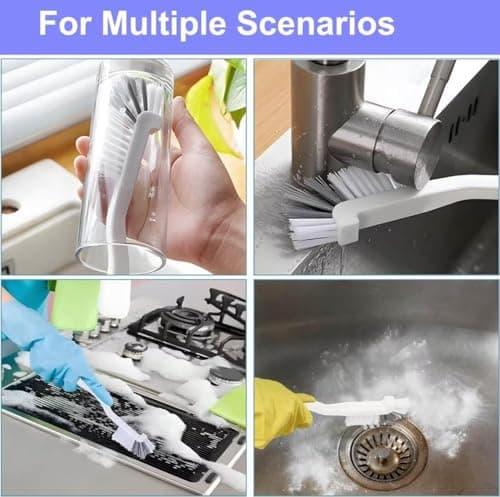 Xemnys Brosse de nettoyage pour joints de carrelage - Brosse de nettoyage sous le bord des toilettes - Outil de nettoyage pour salle de bain/douche/cuisine/fenêtre