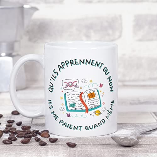 Mugffins Tasses pour PROFESSEUR - En Français - Cadeau original - Ils me paient quand même - 11 oz / 330 ml