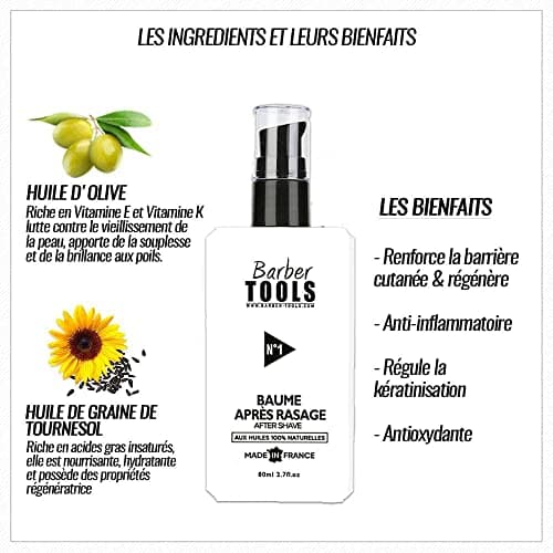 Baume après rasage 80ml - Pour l'entretien et le soin de la peau - FABRIQUE EN FRANCE ✮ BARBER TOOLS ✮