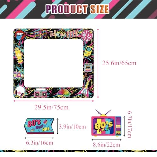 POPOYU Cabine Photo Gonflable Rétro des Années 80 Avec 40 Accessoires de Photomaton,Accessoire Annee 80 Photo,Annee80 CadrePhoto pour Selfie pour Fête Disco des Années80,Accessoires de Jeu pour Enfant