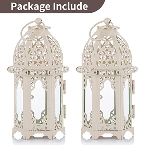 Nuptio Lanterne À Bougie de Marocain, 2 Pièces Porte-Bougie Chauffe-Plat de Petite Taille avec des Panneaux de Verre Transparent Idéal pour la Terrasse, L'intérieur L'extérieur, Événements