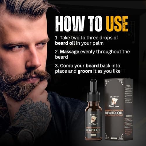 Red-Blooded Huile Barbe Homme parfumée à la Cologne - Aidant votre barbe à avoir un aspect, une sensation et une odeur irrésistibles - Végétalien