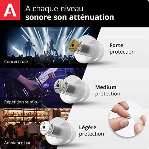 Alpine MusicSafe Pro Bouchons d'oreilles Musique : protections auditives musiciens - 3 jeux de Filtres interchangeables - Hypoallergénique & réutilisables – Embouts transparents