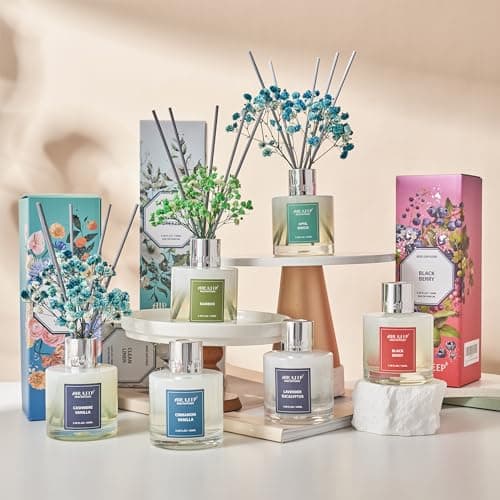 Airkeep Diffuseur de Parfum White Jasmine, Diffuseur Parfum Maison avec 8 Bâtonnets Diffuseur Parfum, Decoration pour Chambre, Salon, Salle de Bain, Bureau, 100ml