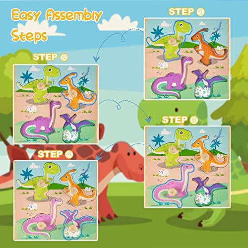 Funsland Puzzle Bois Bebe, 4 Pièces Puzzle en Bois Enfant À Puzzle Encastrement de Animaux, Fruits, Animaux Marins, Jouet Éducatif, Montessori Jouets Cadeaux pour Bebe 1 2 3 an