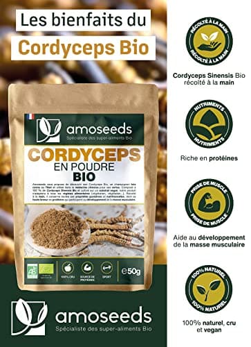 Cordyceps en Poudre Bio 50G | Qualité Supérieure | Anti-fatigue, Anti-stress, Énergie, Immunité