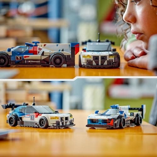 LEGO Speed Champions Voitures de Course BMW M4 GT3 et BMW M Hybrid V8, Véhicules Jouet pour Enfants, 2 Modèles à Construire, 2 Figurines de Pilotes, Idée Cadeau pour Garçons et Filles Dès 9 Ans 76922
