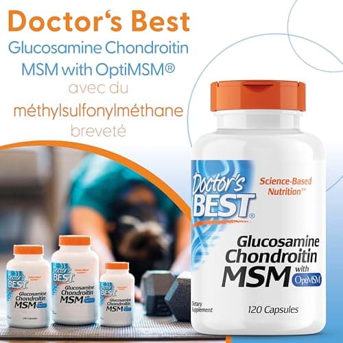 Doctor's Best, Glucosamine-Chondroitin MSM, avec OptiMSM, 120 Gélules, Sans Soja, Sans Gluten, sans OGM