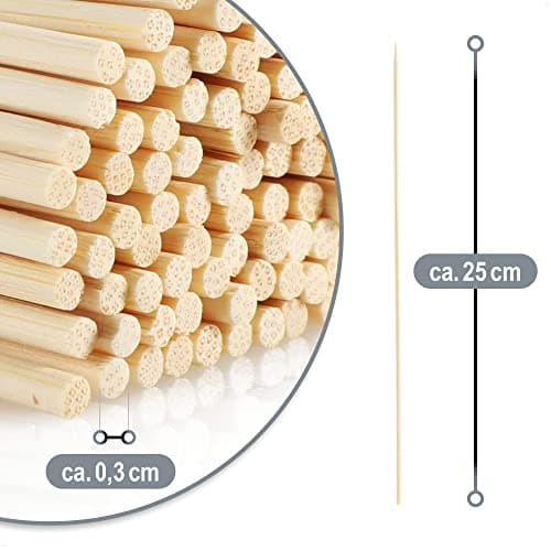 COM-FOUR® 500x brochettes de finger food en bois - longues brochettes en bois pour viande, légumes et fruits - brochettes de barbecue pour la maison, la gastronomie ou les mariages (500 pièces - 25cm)