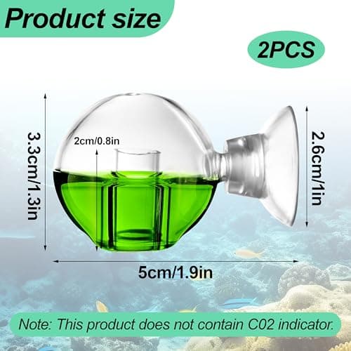 Heveer Moniteur de CO2 pour Aquarium avec Ventouse Test de CO2 pour Aquarium Drop Checker CO2 en Verre pour Aquarium d'eau Douce 2 Pièces