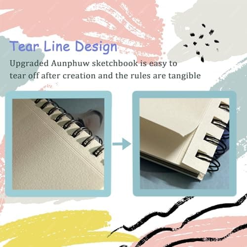 Aunphuw Carnet Dessin A5 Sketchbook, 120GSM Cahier Dessi Reliure Spirale Papier Dessin Cahier avec Couverture Rigide de Croquis Papier sans Acide 120 Pages pour Enfant et Adultes D'artiste