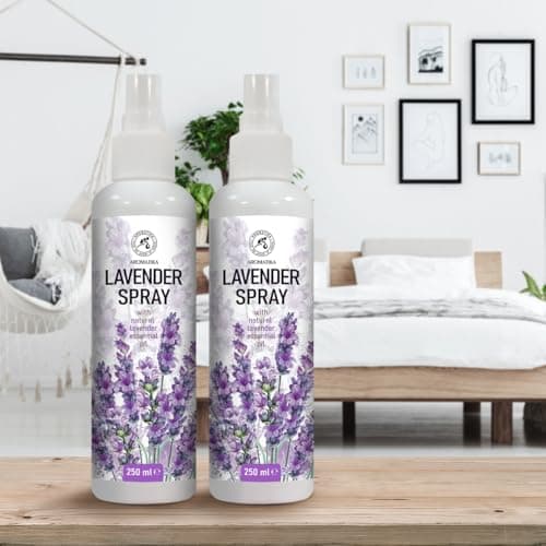 Aroma Spray Set Lavande 2x250ml - Spray à l'Huile Essentielle d'Lavande - Brume Parfumée - Maison Spray d'Intérieur - Parfum de Linge - Vaporisateur d'Oreiller - Relaxation - Aromathérapie
